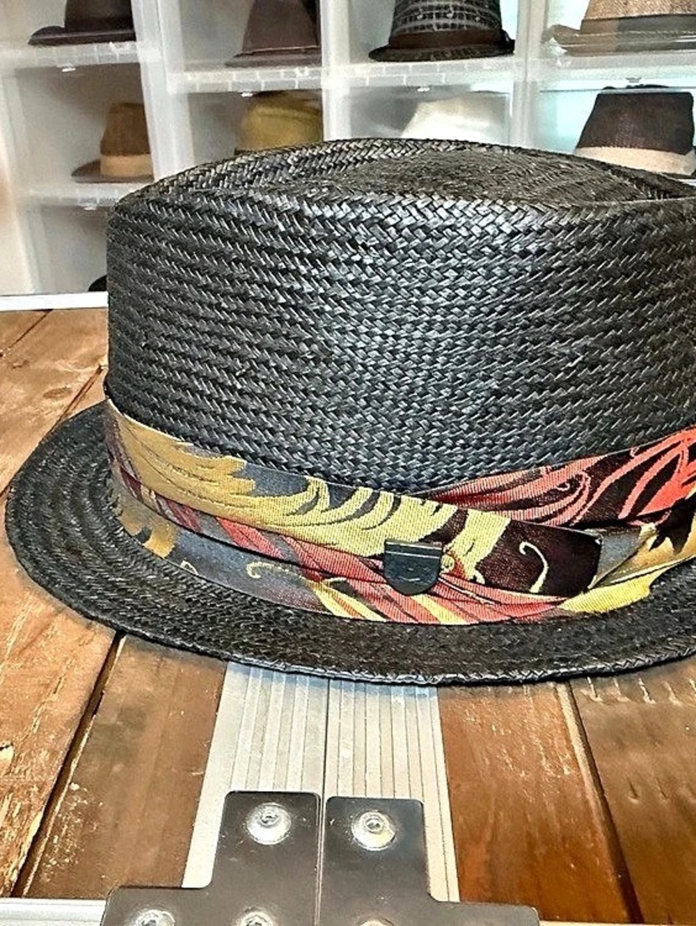 Rare Goorin Bros 1333 Minna Black Woven Fedora Artist Collection 58cm